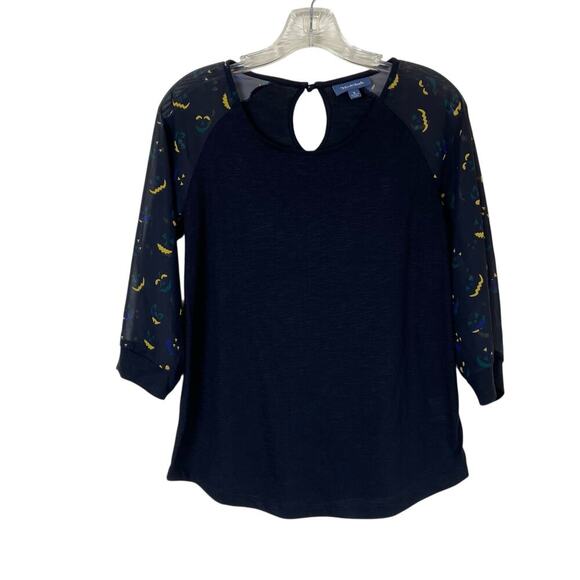 ModCloth Sz S Jack-O-Lantern Printed 3/4 Sleeve Keyhole Back Halloween Shirt - Picture 4 of 16